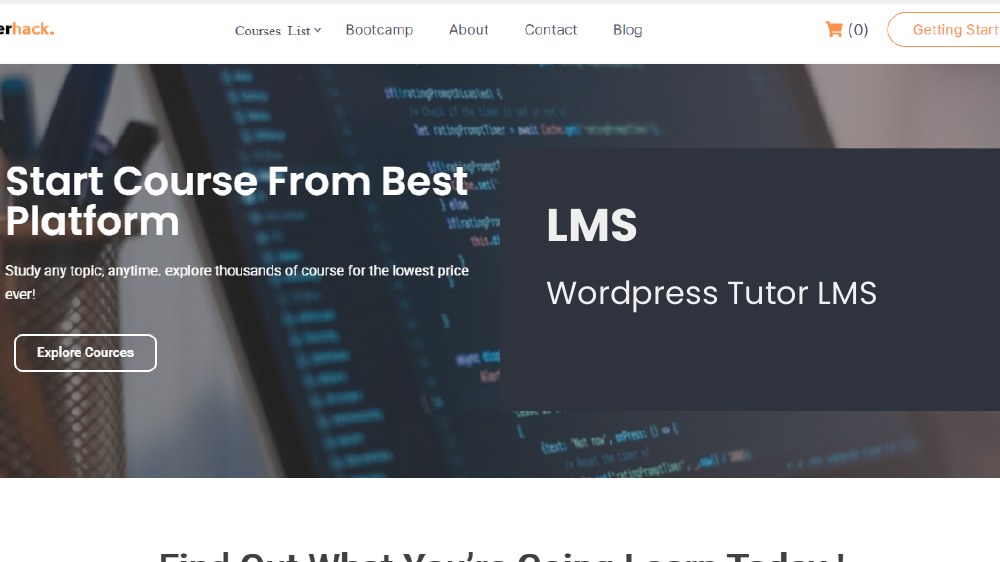 Screenshot platform LMS kursus online